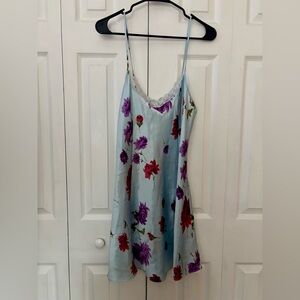 Floral Print Chemise with Lace Trim